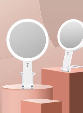 双面化妆镜款X0倍便VEJ携化妆镜圆形le2d发光0带灯3桌面台式便携