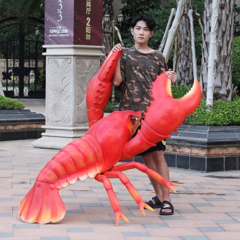 发夜光小龙虾模模型雕塑玻璃钢大螃蟹雕塑摆件装市餐馆YFX商场型