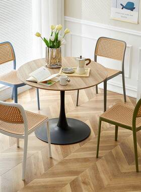 塑料椅子厚凳餐椅家用加藤编可放户外餐厅吃饭叠靠背子休EHK闲书