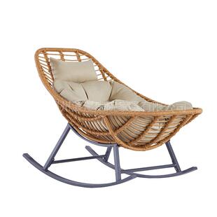 阳台摇椅色黄藤休家用闲椅子粗中式懒人摇摇LGI椅户外藤椅