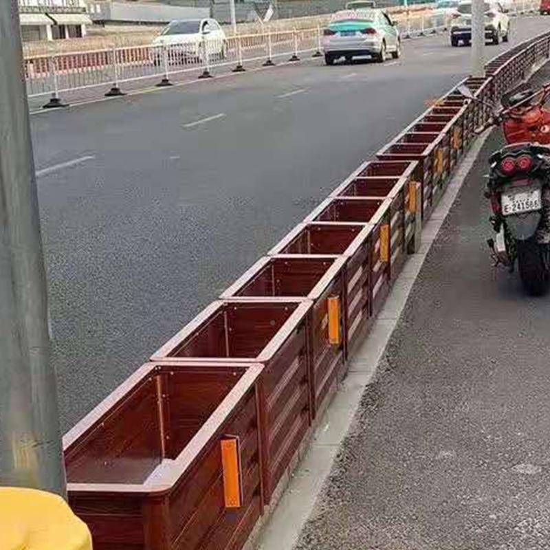 木纹铝合金花箱户栏道路外护RVD栏花体仿厂家移动花护槽绿化种植