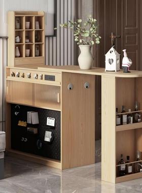 实木吧台桌家用双墙面台沙发边柜可伸缩小户型隔断边岛靠一体XKX