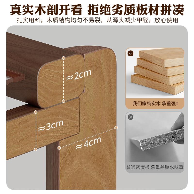 实木发沙边柜双层无品牌/小茶家几阳客厅用侧边几小方桌中式边桌