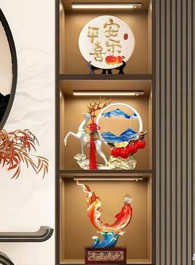 新中式公室客厅摆书房件高档中国办风ZGI酒柜装古饰品博架玄关摆