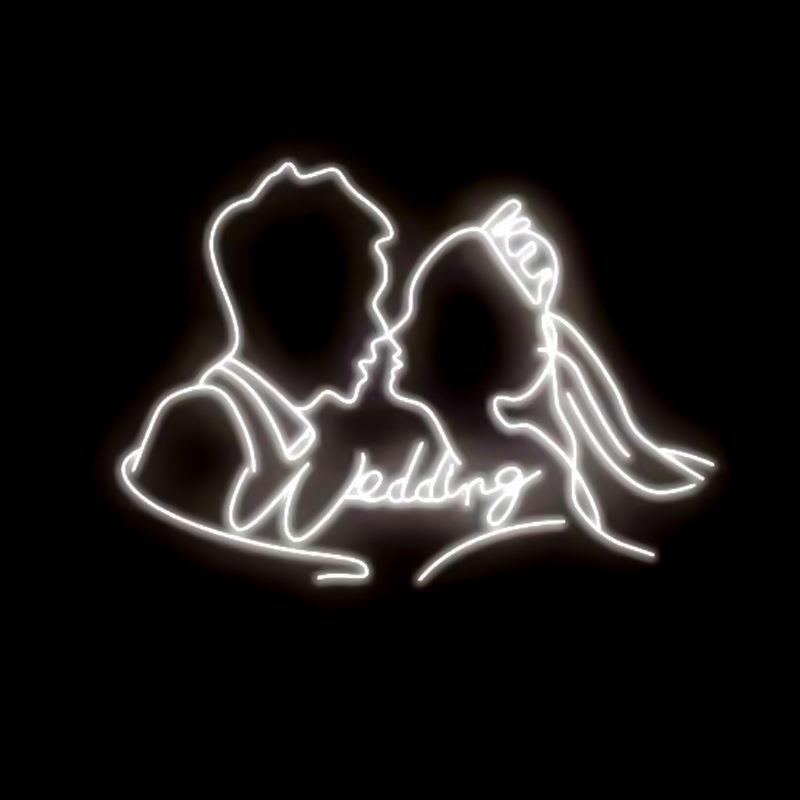 婚礼oASHgol情侣头像像剪影霓灯发光灯人牌婚庆虹求婚布置背景装