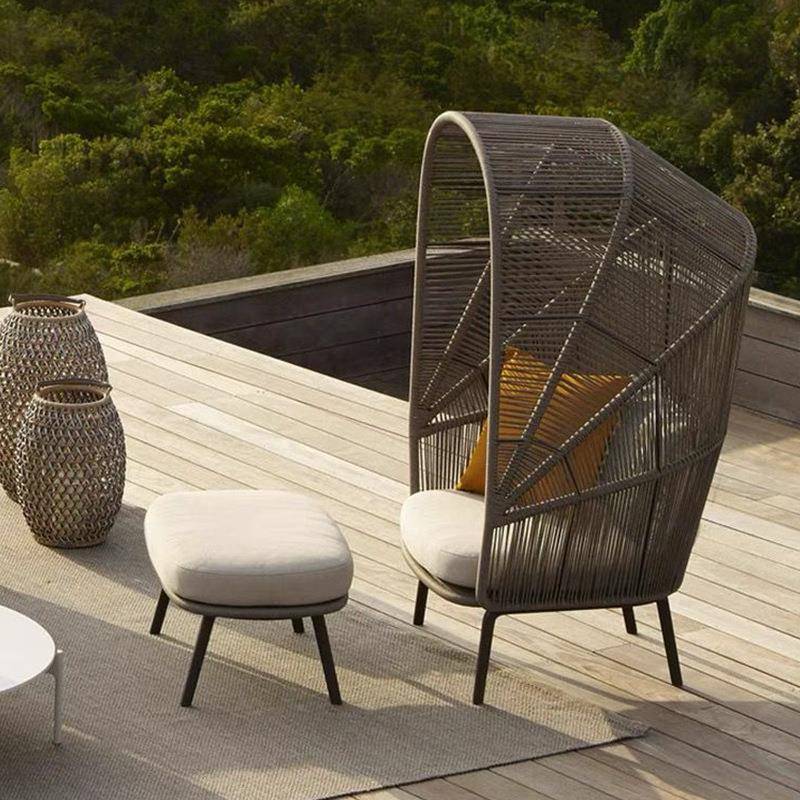 闲阳QSJ台小沙发鸟休巢落地假花园别墅椅懒人躺床户外藤室内度村