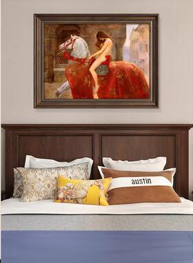 玄装关饰画人艺术卧室床头挂画世界物上名LQL画《马背的戈黛娃夫