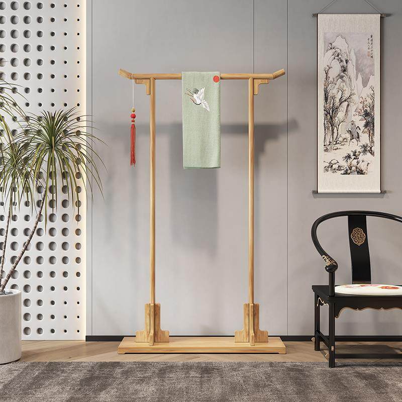 典新中式仿古NEQ实木衣帽架卧室落地衣架禾酒民宿古店秀服装店挂
