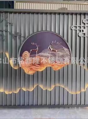 山水画中国风钢别墅MXL00004客楼厅隔盘断不锈屏风