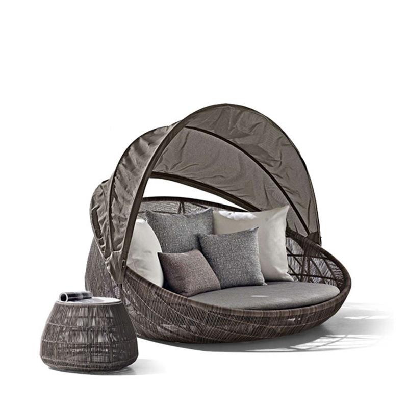 躺户懒人JHV藤编沙发躺床外别墅花园店圆形编织酒藤椅沙发床藤编