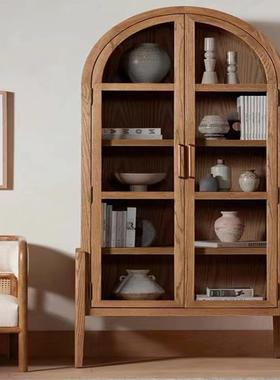 储2I美式拱法形门书物XIB柜带柜门式复古柜酒柜黑色简约实木落地