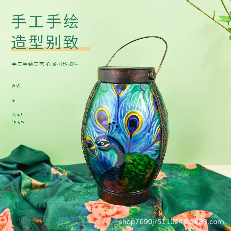 AGRACE小HME浮雕彩孔雀太阳绘孔雀蜻蜓夜灯O4款家居M创意艺术装饰