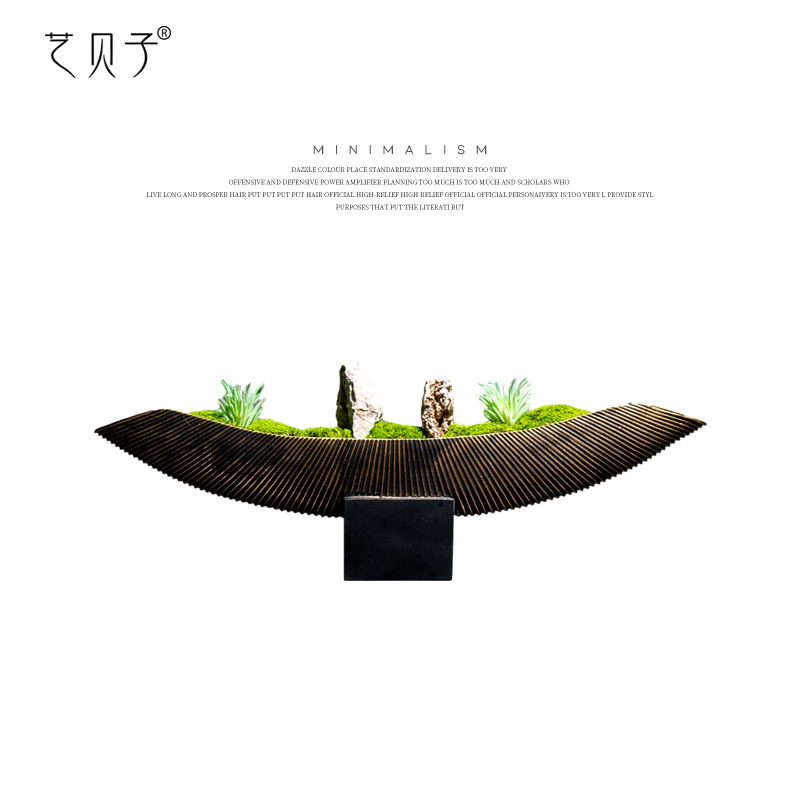 艺贝子新中式仿真花艺永生青苔植物盆栽茶室摆花售楼处前台摆件