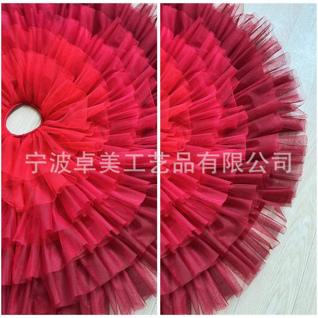 新款圣树裙红色QXS诞网纱树裙圣树装饰诞渐变蛋糕2裙12CM