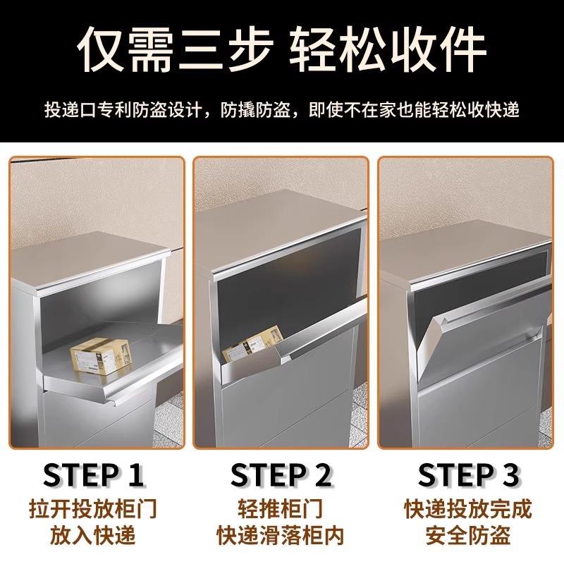 不锈钢快递柜别墅挂室外防收YKL-cfg雨箱子家门件口包裹寄存柜存