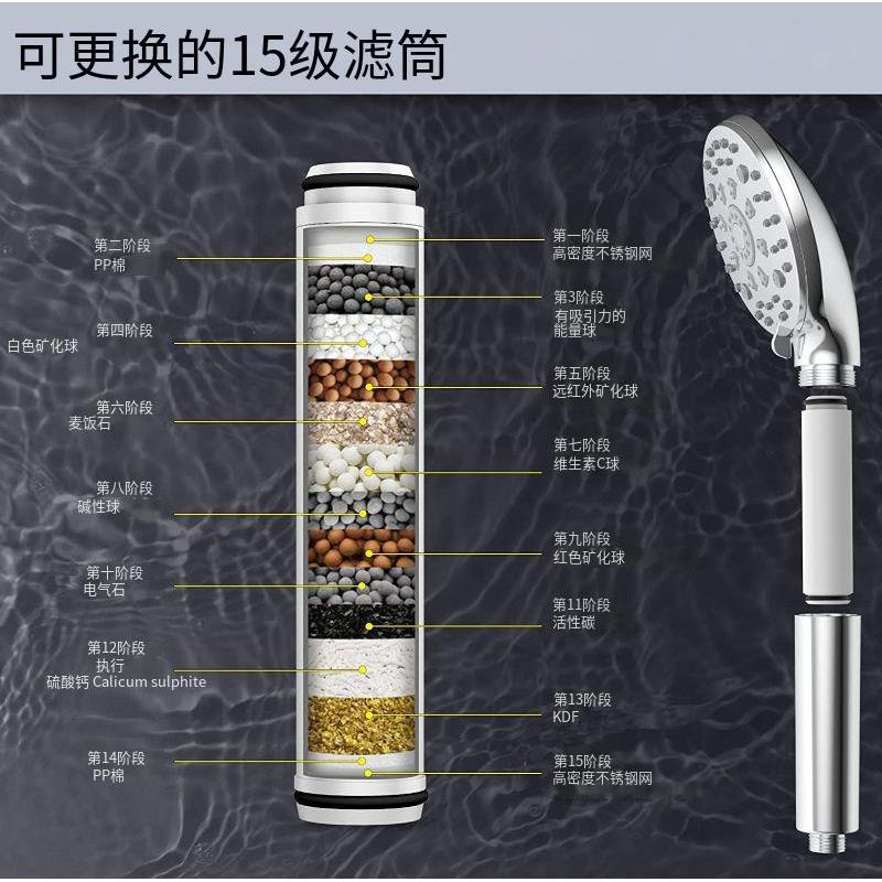 滤式淋浴头触摸软式高7KVF喷射模压式淋浴头带硬管支架和15级水淋