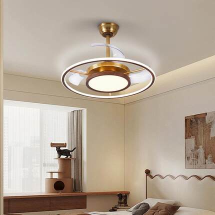 LED中古隐电形风扇灯家用一复体厅435卧室吊扇灯全光谱古客带风扇