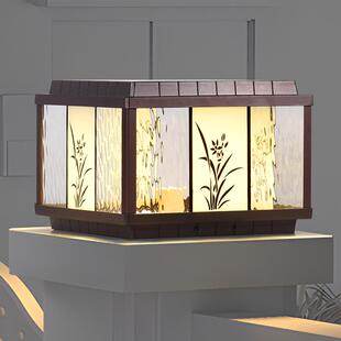 太阳能柱头灯中式门柱灯户外防水别墅小区庭院柱子花园大门围墙灯