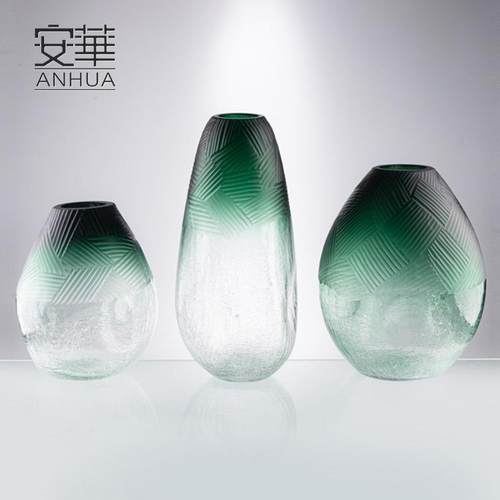 安华轻奢简约玻璃花瓶插花干花花器创意工艺装饰品摆件厚重款