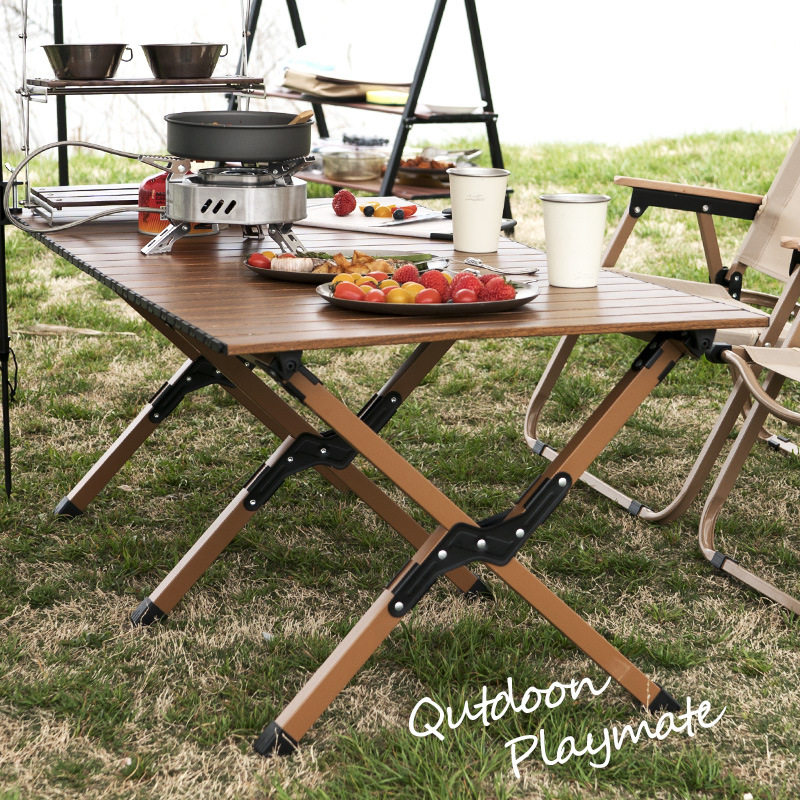 现货户外折叠桌便携式蛋卷桌黑化露营野餐桌旅行折叠桌野营桌批发