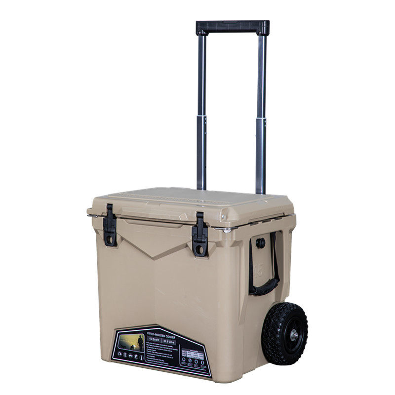 厂家直供 酷尔60L滚塑钓鱼专用拉杆保温箱源头厂家大尺寸冷藏箱