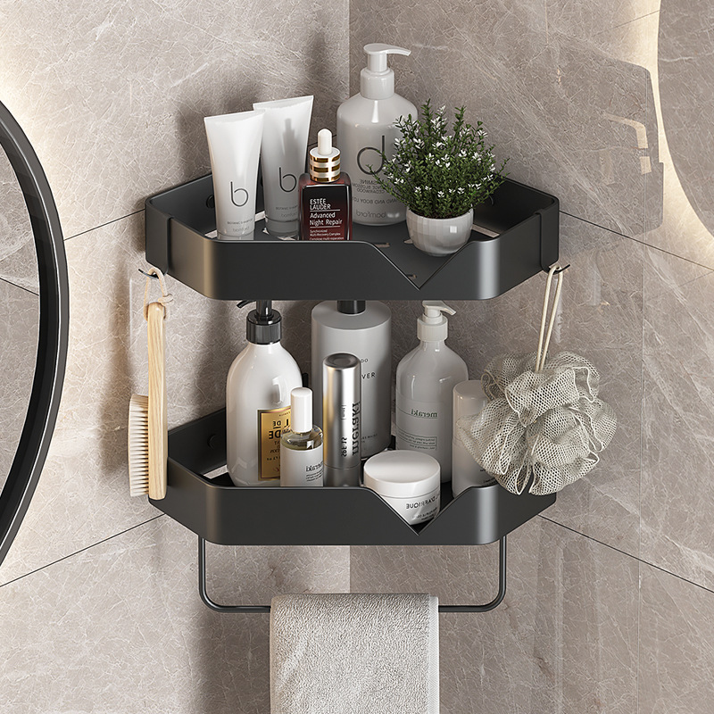 不锈钢三角架厨房浴室收纳免打孔卫生间墙角酒店转角收纳架置物架