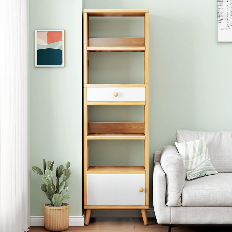 简易书架落地置物架客厅靠墙窄缝收纳储物架卧室家用小型分层书柜