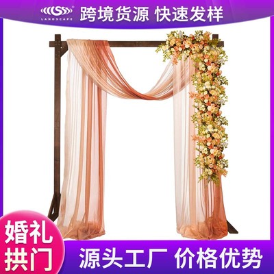 婚庆拱门森系草坪婚礼木质木桩门木墩拍摄背景摆件架仿真户外花架