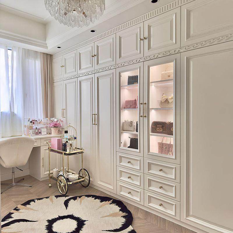 实木法式雕花整体衣柜欧式轻奢简约衣帽间美式卧室衣橱全屋