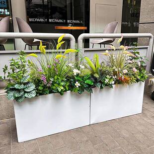 wo+仿真狗尾草芦苇花箱绿植花草混搭商业街造景装饰户外隔断摆放