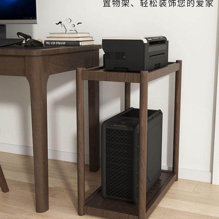 实木电脑主机托架机箱托架电脑打印机置物架落地底座移动收纳架子