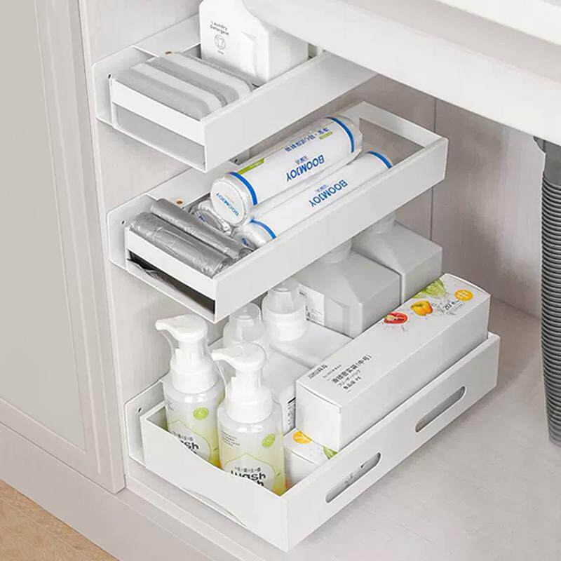 橱柜侧装拉篮柜内抽拉收纳架厨房抽屉式下水槽转角单层窄缝置物架