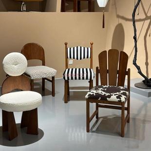 高档中古风FAS白蜡木餐椅大全法式 复古设计师创意家用小户型椅子