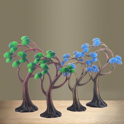 美式乡村树脂工艺品摆饰客厅卧室配饰抽象小树套二幸运树家居摆件