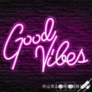 Temu外贸工厂直发goodvibes装饰灯霓虹灯标品热销