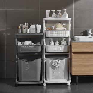 现货落地移动卫生间脏衣篮家用多功能带轮子玩具杂物收纳筐