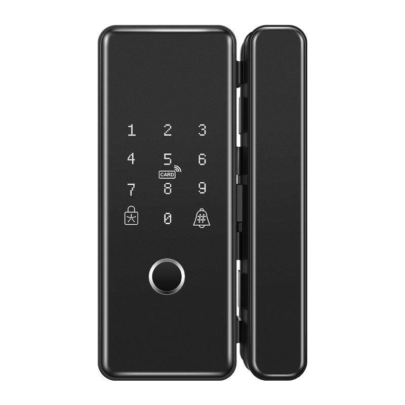 L6免开孔办公室玻璃门指纹锁密码锁双开门单门智能锁免布线ic锁