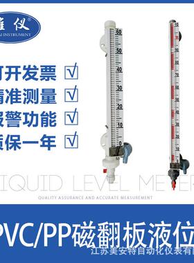 淮仪PP、PVC材质防腐型磁翻板液位计DN25磁性浮子油位水位液位计