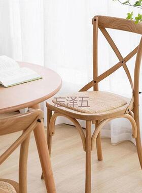 PC椅子家用餐厅复古北欧婚庆背叉椅客厅复古餐椅美式椅子餐椅实木