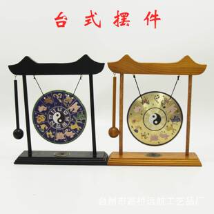 合金风铃七彩铜锣摆件双龙百寿锣家居饰品装饰工艺品摆设支架底座