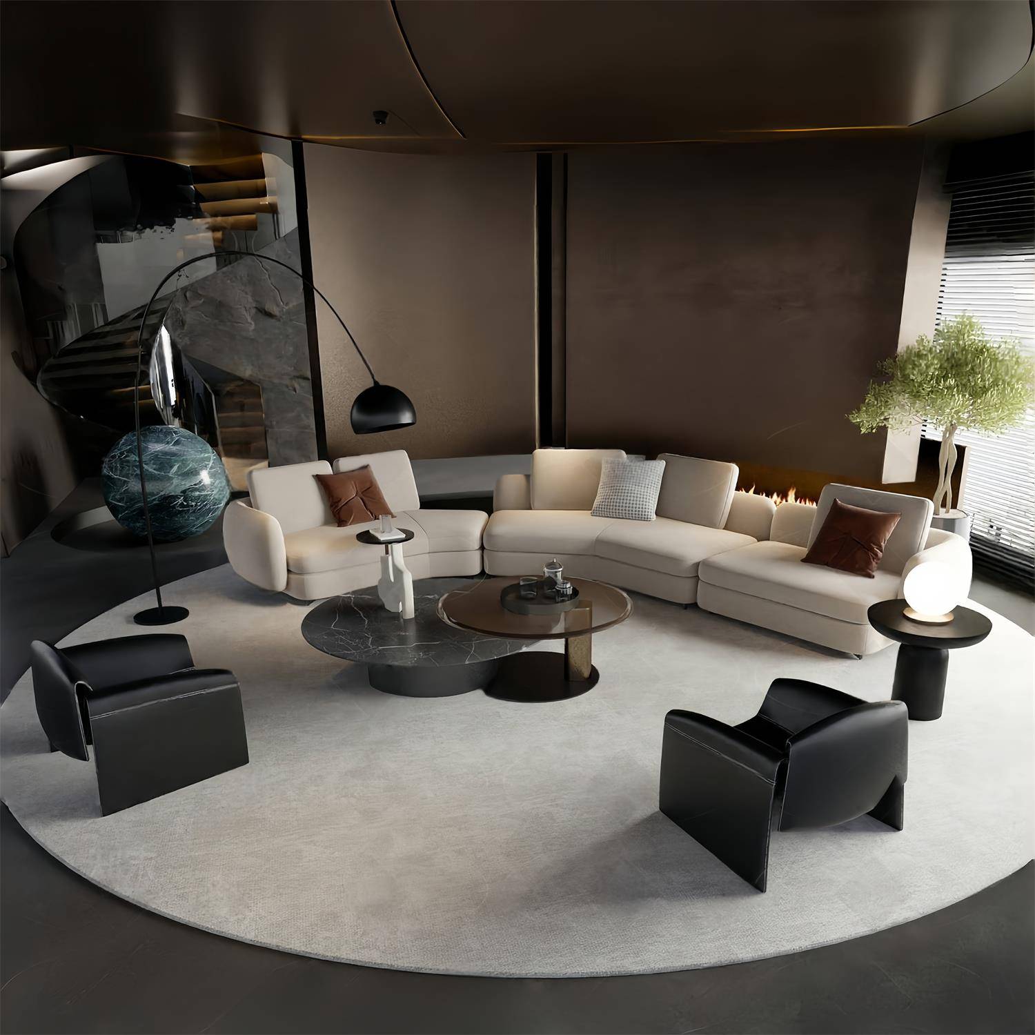 酒店会所接待室贵宾沙发组合美容院售楼处大堂会客洽谈区弧形沙发