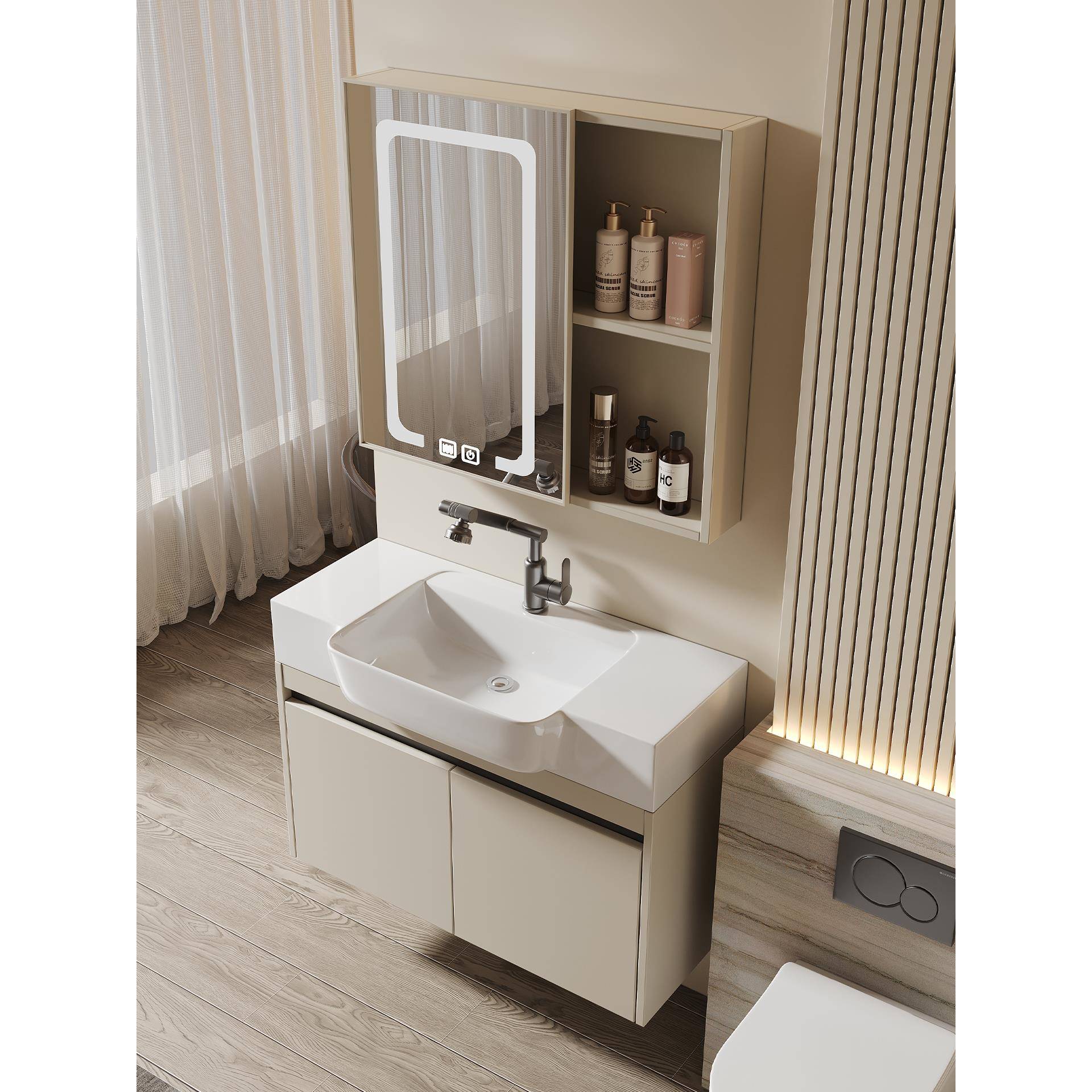 浴室柜组合陶瓷一体盆小户型洗手洗脸盆卫生间洗漱台盆大肚盆阳台