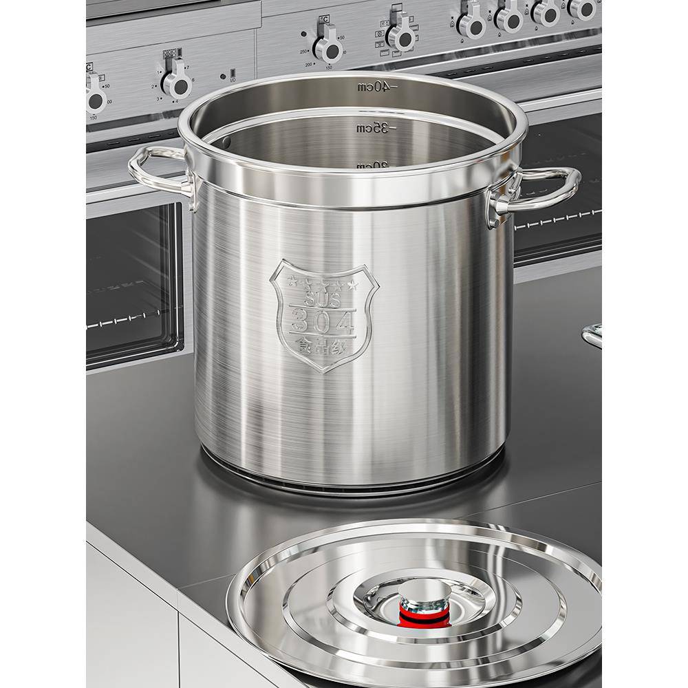 翅片节能汤桶304加厚大容量汤锅卤水覆底圆桶不锈钢燃气灶商用桶