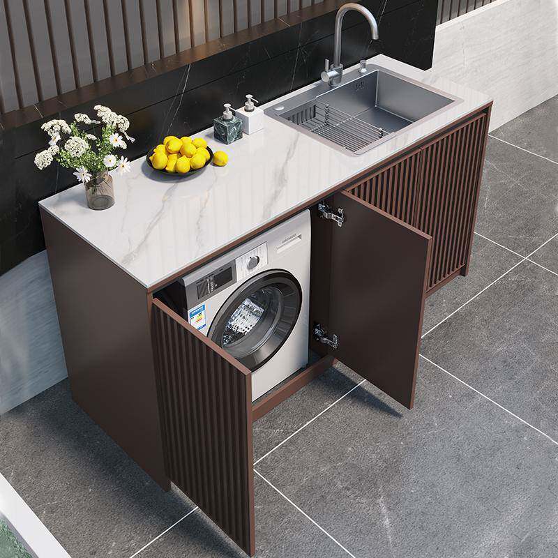 户外全铝合金岩板洗衣机一体柜室外花园别墅水槽防水防晒洗手台盆