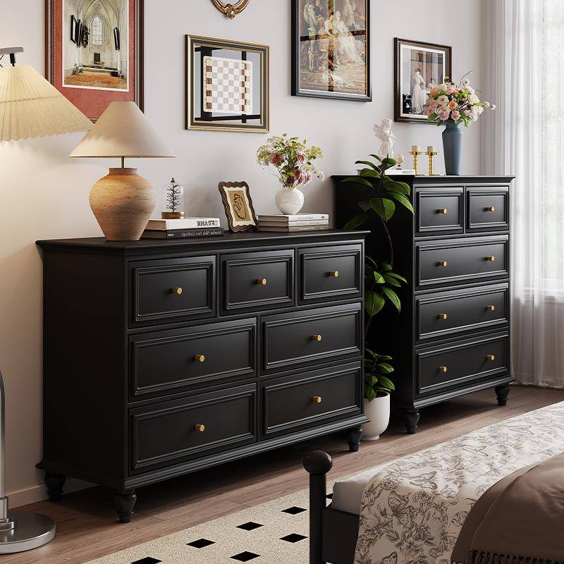 美式实木五斗柜卧室法式简约抽屉柜靠墙收纳柜床尾收纳柜客厅斗柜