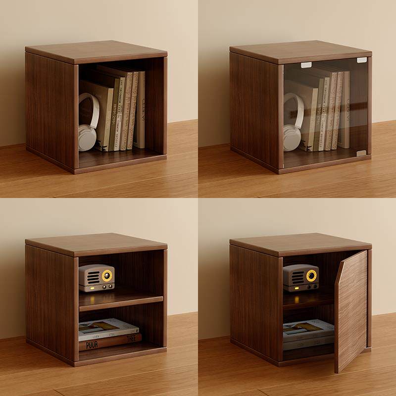 自由组合书架桌面格子收纳柜简易小型落地置物架书柜带柜门矮柜子