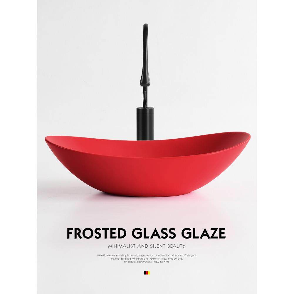 斯堪的纳维亚创意台面洗脸盆单盆红色浴室台面洗脸盆陶瓷洗脸盆