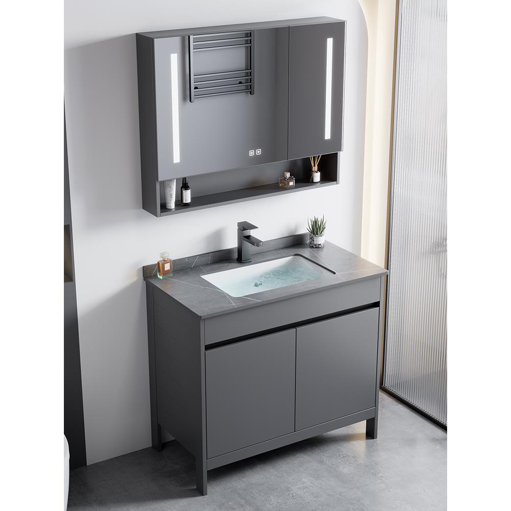 落地式太空铝浴室柜组合陶瓷一体洗手盆柜卫生间卫浴洗脸盆洗漱台