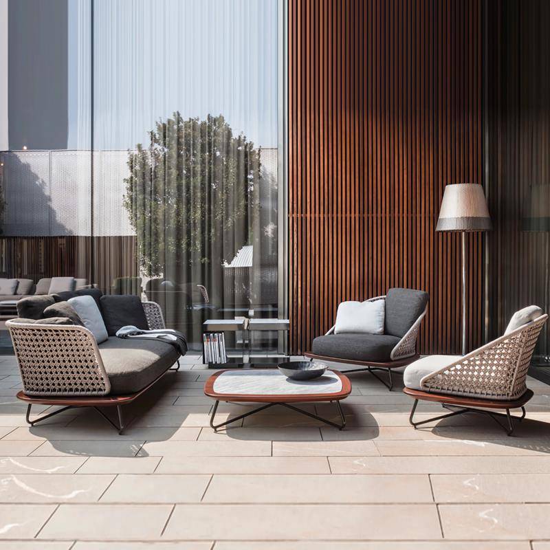 设计师庭院花园户外沙发组合阳光房藤编家具民宿室外露天阳台藤椅