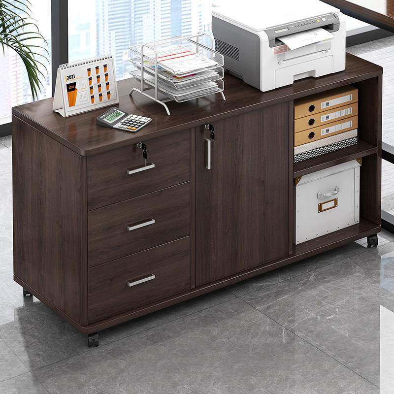 办公室文件柜桌下收纳柜办公柜置物边柜带抽屉木质带锁矮柜收纳柜